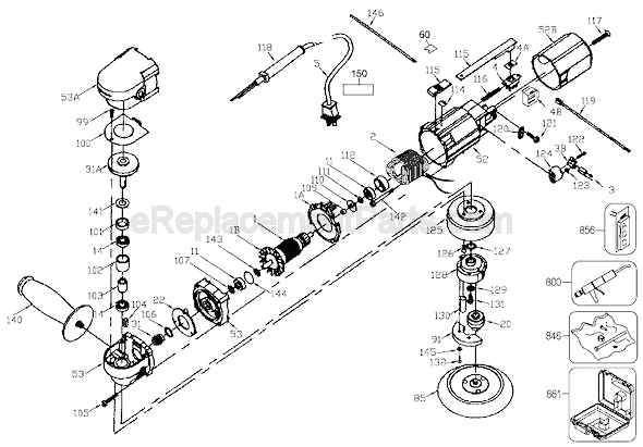 Page A Diagram and Parts List for 97355 Type 1 Porter Cable Sander Polisher